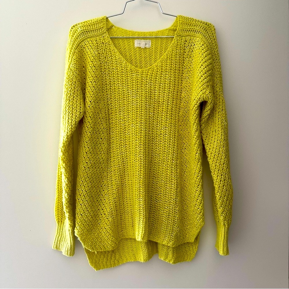 Lou & Grey V-Neck Sweater in Bright Yellow
